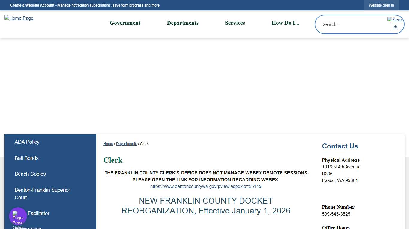 Clerk | Franklin County, WA